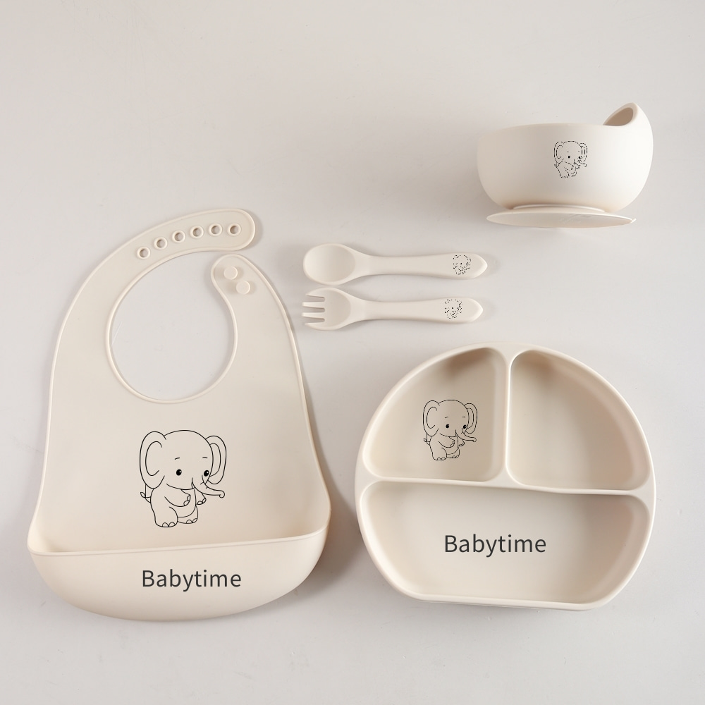 Baby Food Weaning - Zestaw przyborów dla niemowląt Laser Elephant,