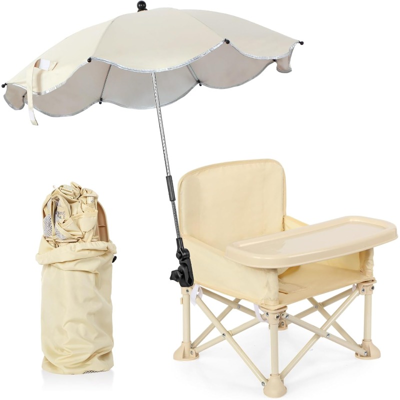 Baby Food Chair - Dziecięce krzesełko plażowe z parasolem, kieszenią